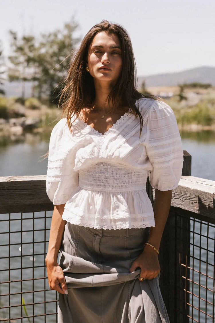 V-Neck top in white 