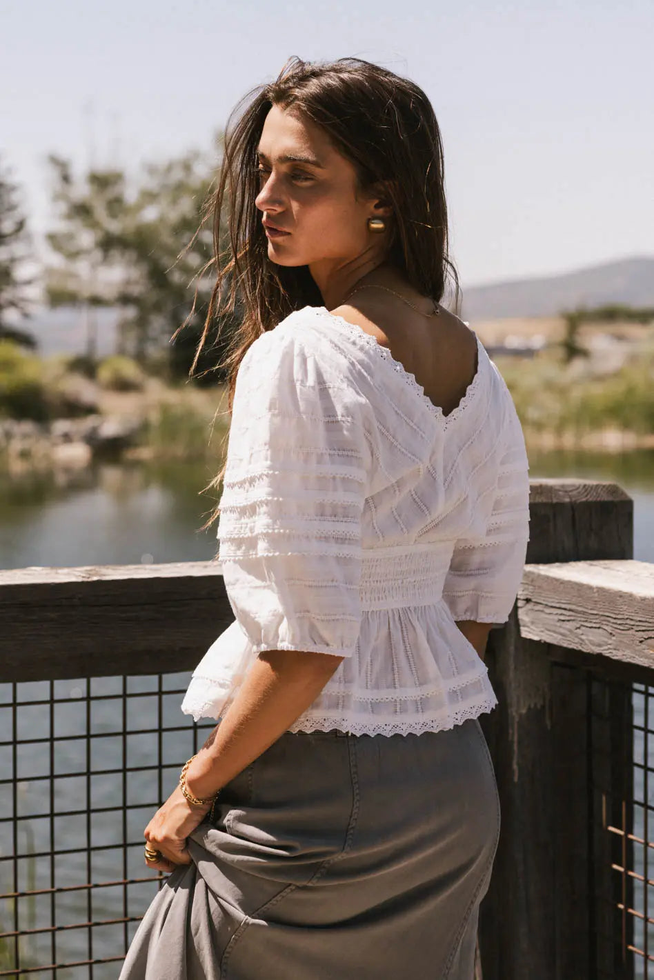 3/4 Sleeves top in white 