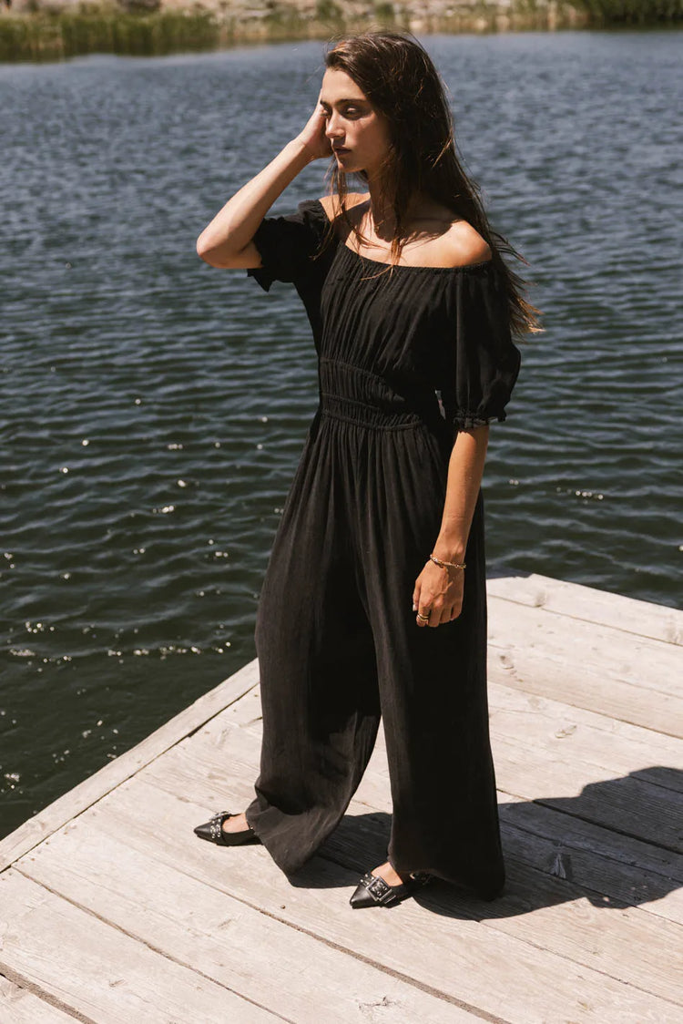 Knit jumpsuit in black 