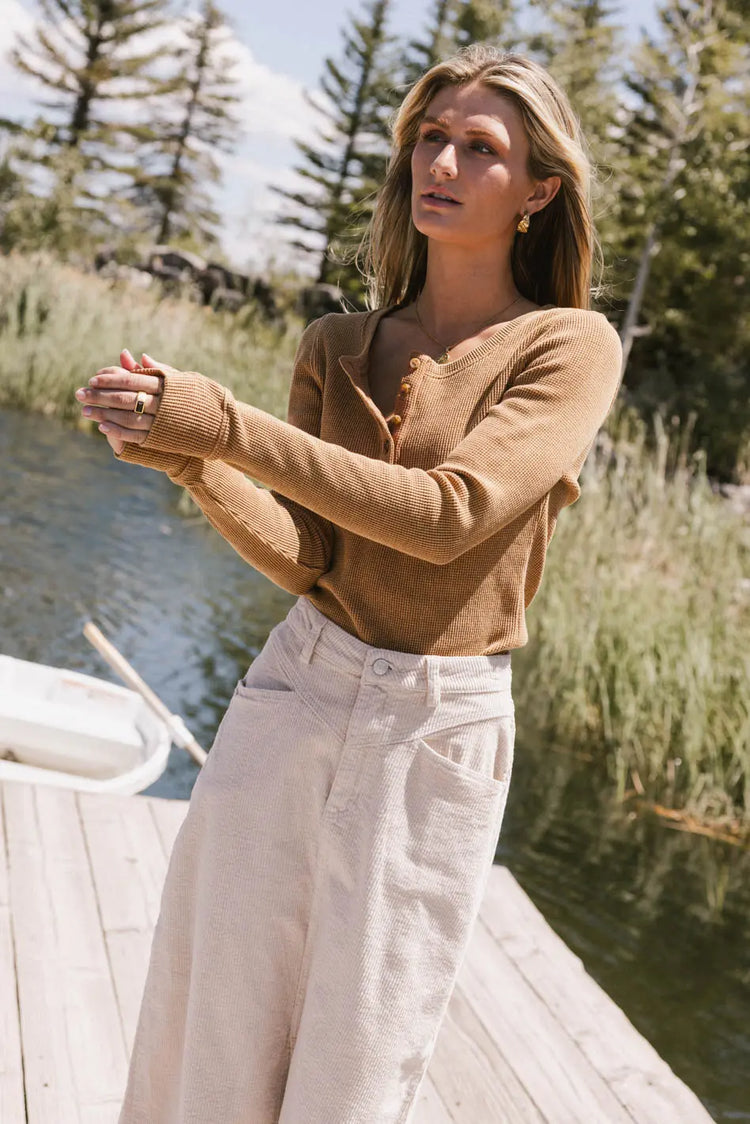 Long sleeves top in camel 