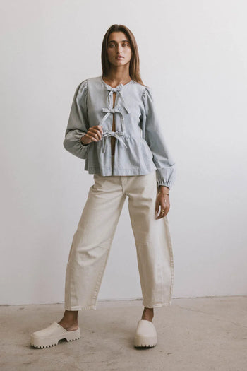 Peplum top in light wash 