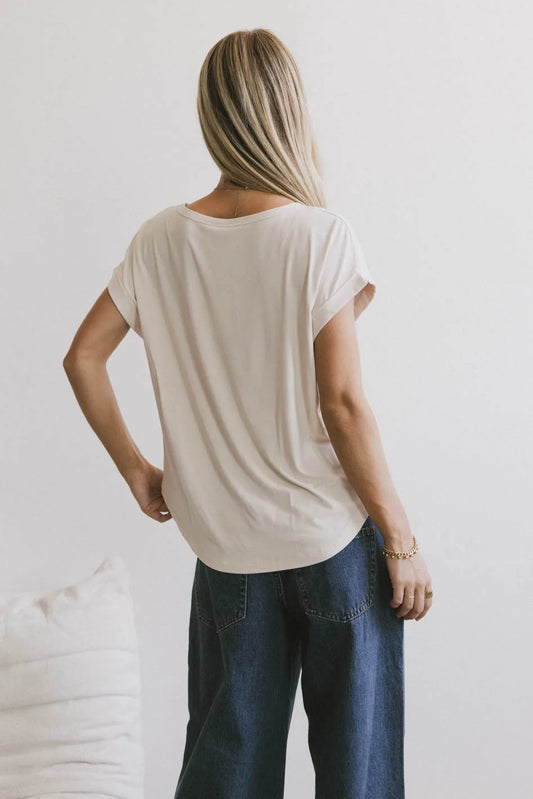 Plain color top in cream 