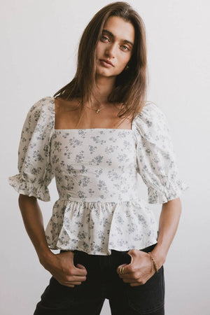 Connie Ditsy Floral Peplum Top