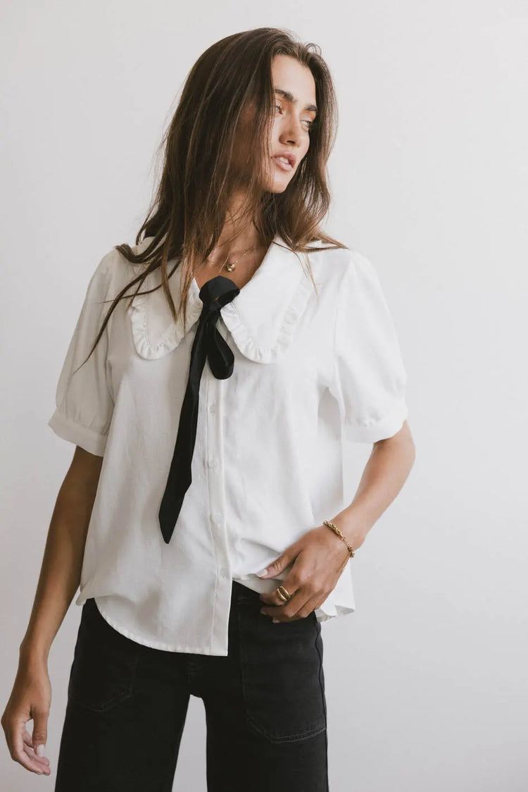 Short sleeves top in white 