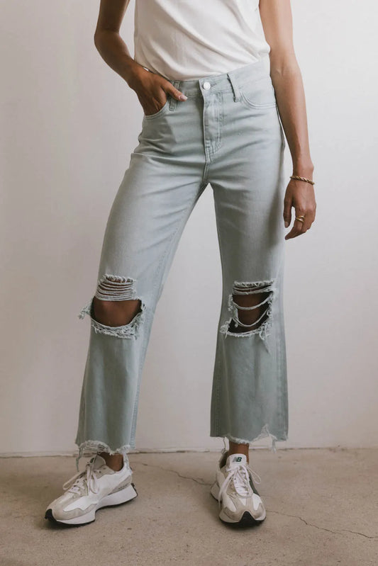 Seafoam distressed denim 