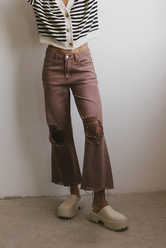 Charlie Distressed Jeans in Mauve