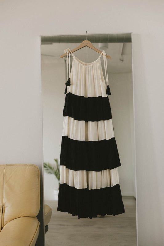 black and white tassel dress