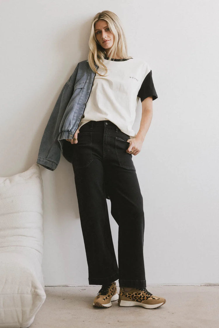 Denim pants in black 