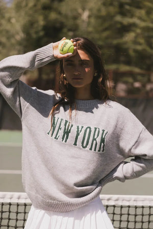 New York Crew Neck Sweater in Grey - FINAL SALE