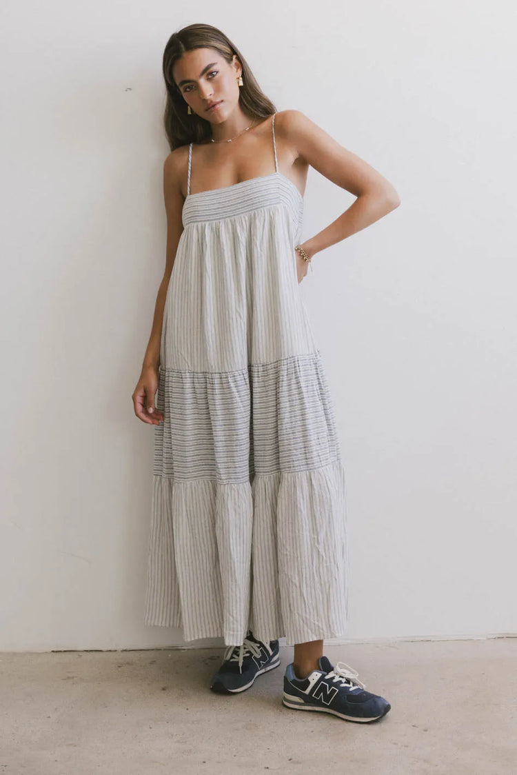 Woven maxi dress in blue 