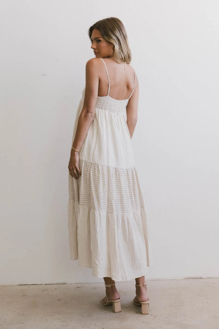 Elastic back dress in natural 