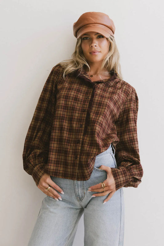 Long sleeves top in brown 