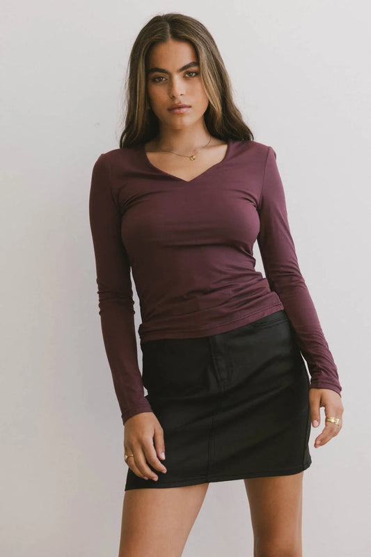 Long sleeves top in wine 