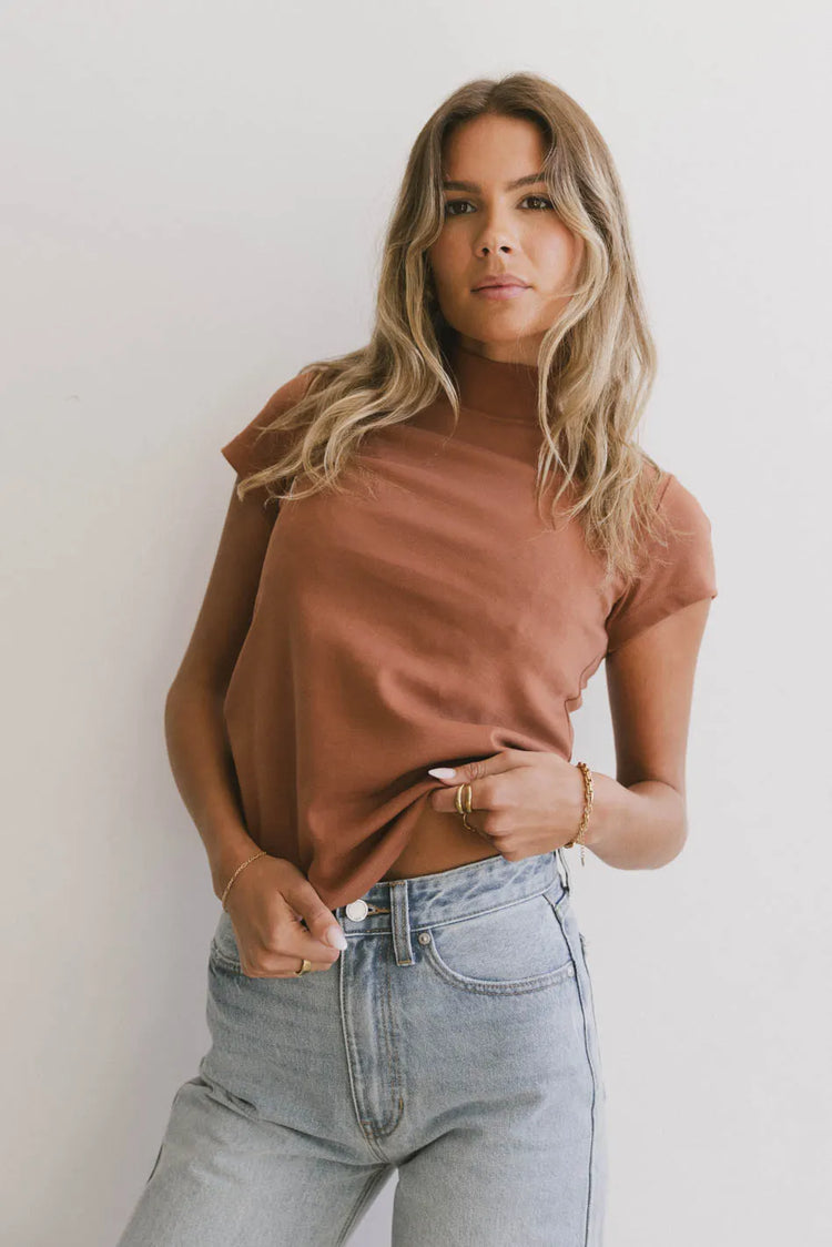 Short sleeves top in rust 