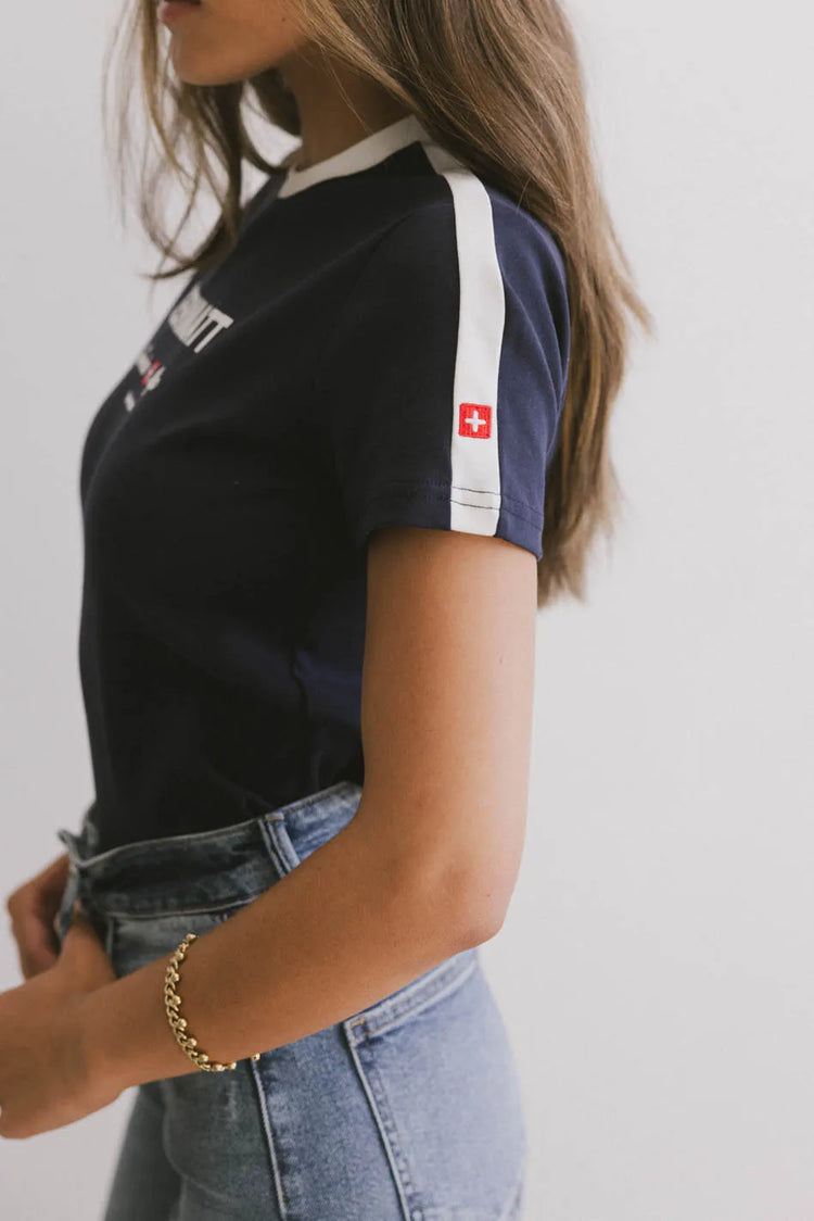 Short sleeves top in navy 