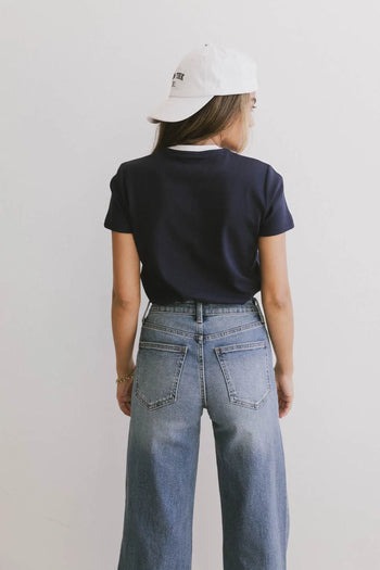 Short sleeves top in navy 