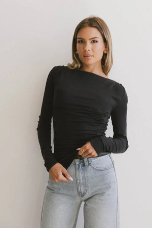Bianca Ruched Top in Navy - FINAL SALE