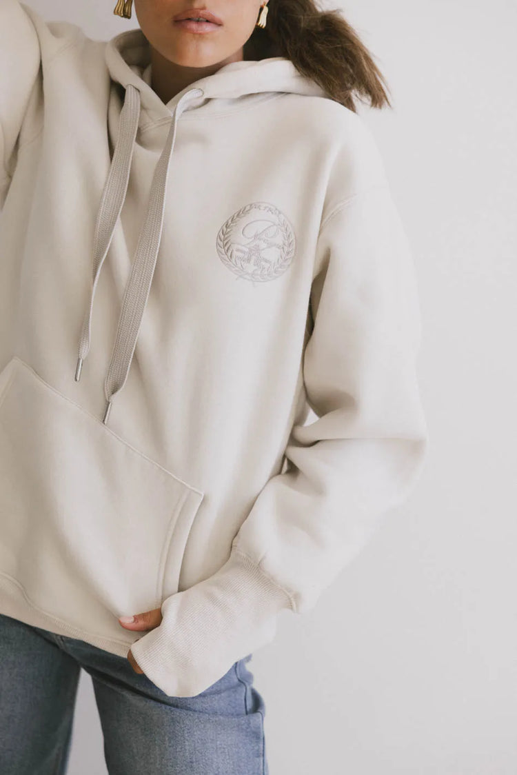 Long sleeves hoodie in taupe