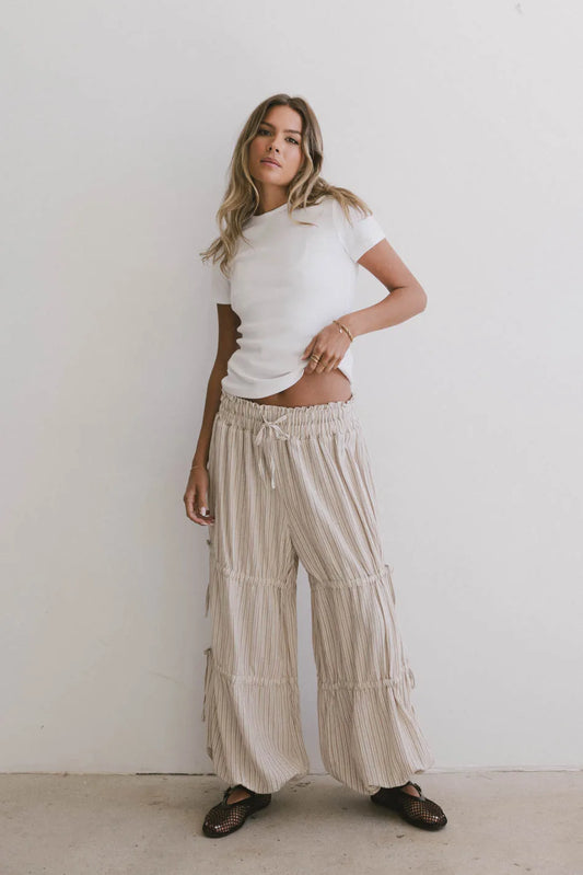 Striped pants in oatmeal 