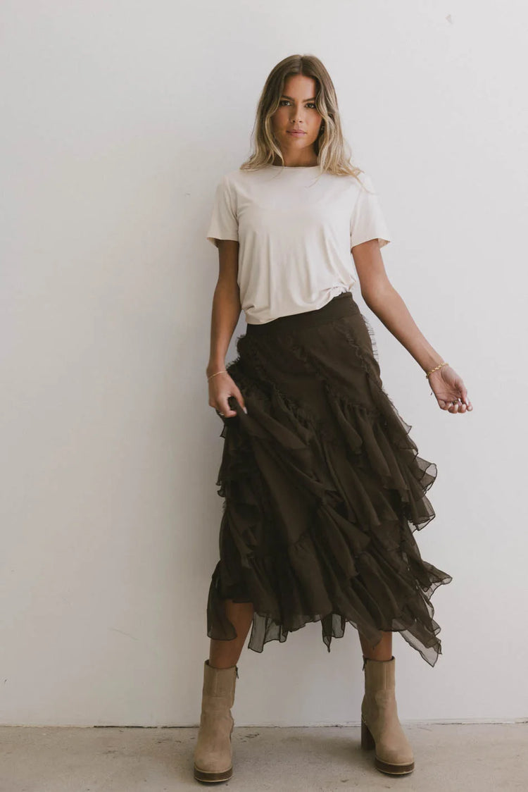 Maxi skirt in brown 