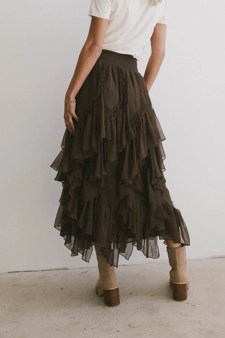 Plain color skirt in brown 