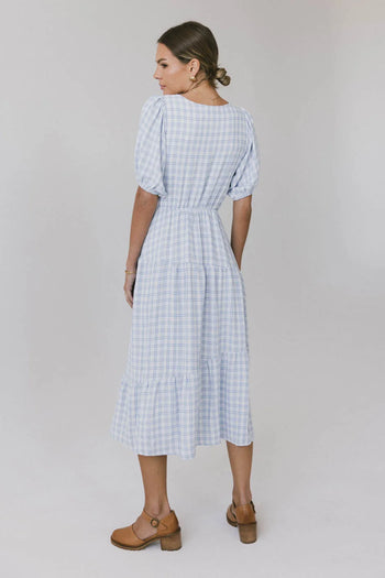 Tiered skirt dress in blue 