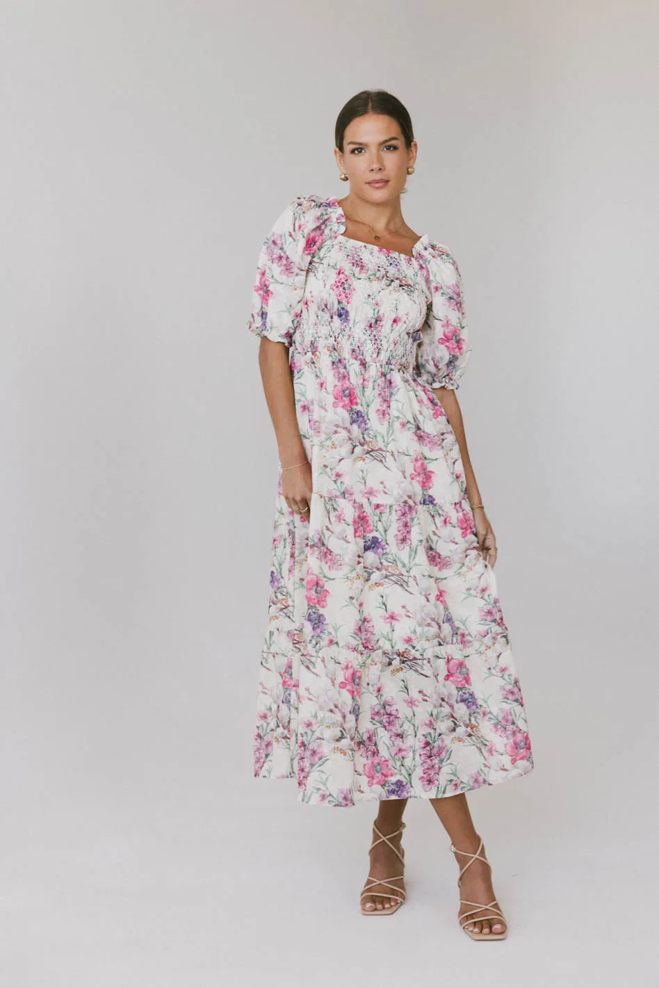 Luciana Floral Smocked Midi Dress - FINAL SALE Luciana Floral Smocked Midi Dress - FINAL SALE