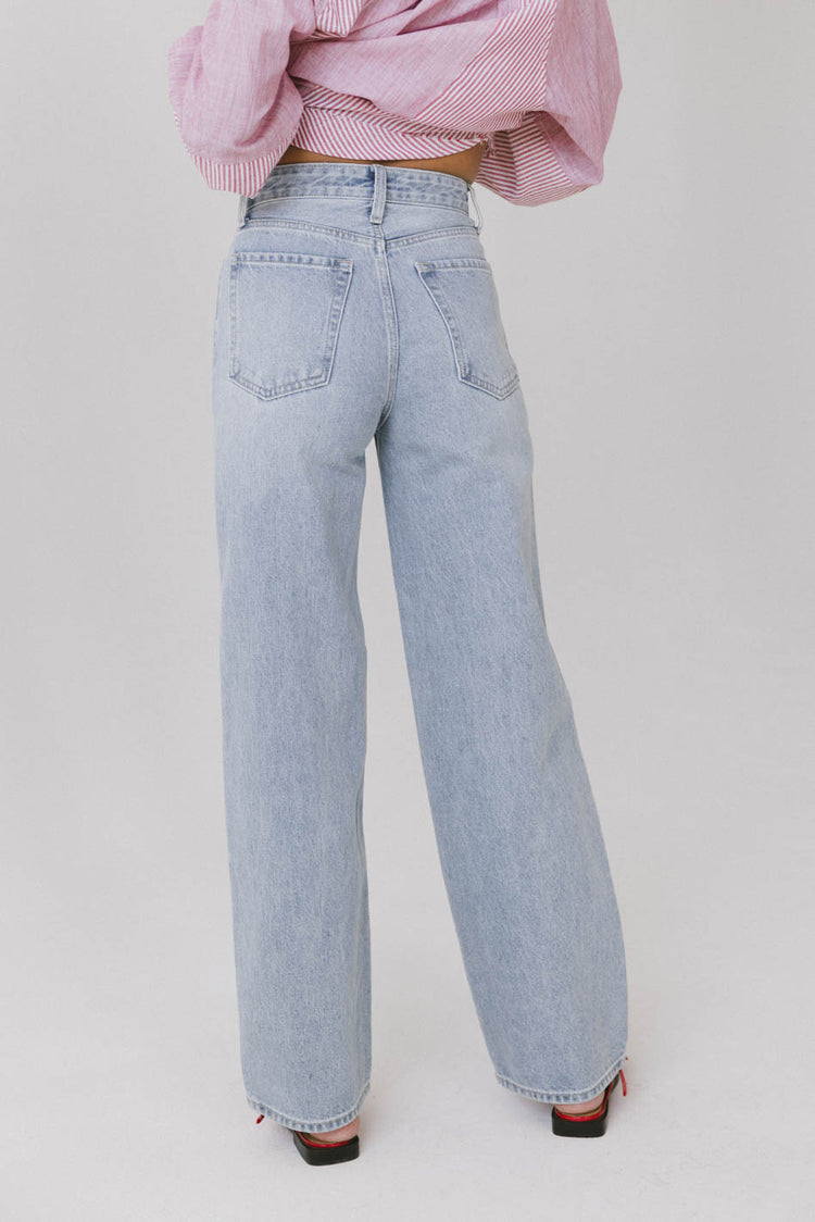 wide leg light wash jeans