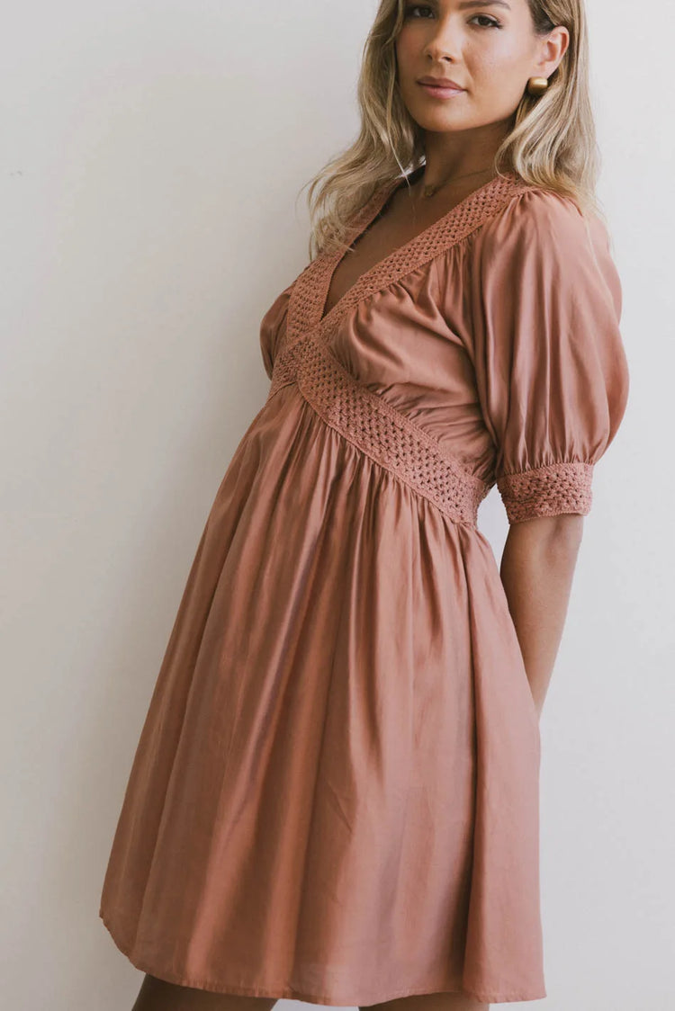 Short sleeves dress in rust 