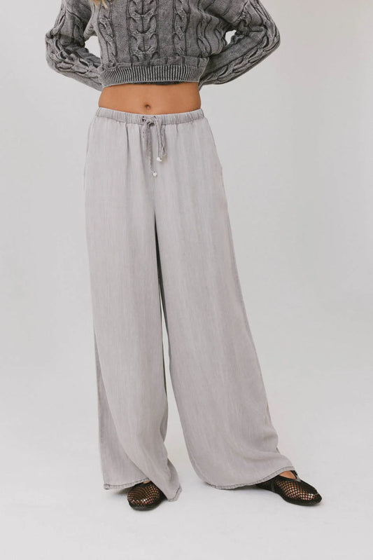 Elastic waist pants in grey 