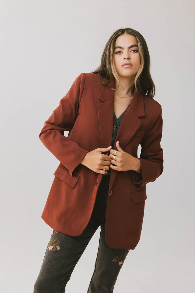 Button up blazer in brick 