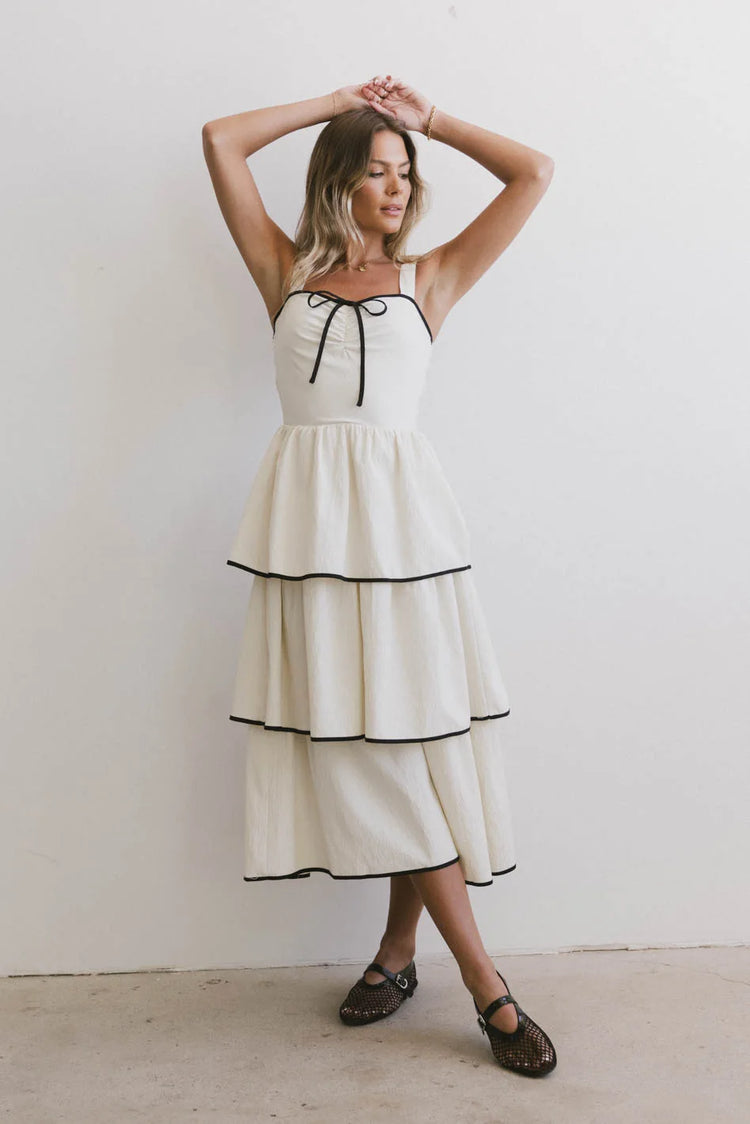 Woven dress in cream 