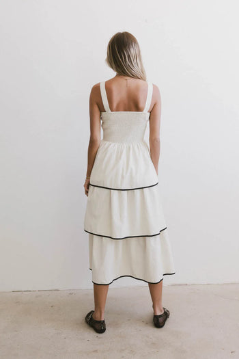 Elastic back dress in cream 