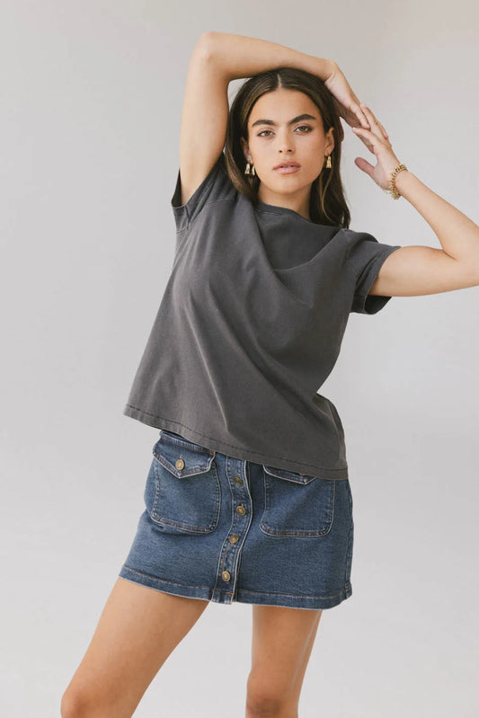 Short sleeves top in charcoal 