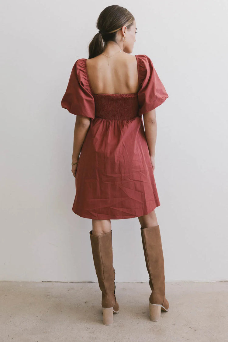 Elastic back dress in red