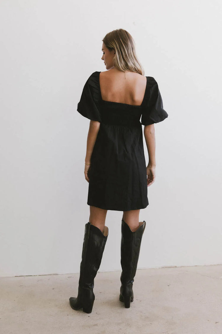 Elastic back dress in black 