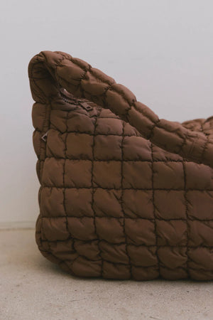 Nora Quilted Tote Bag in Brown - FINAL SALE