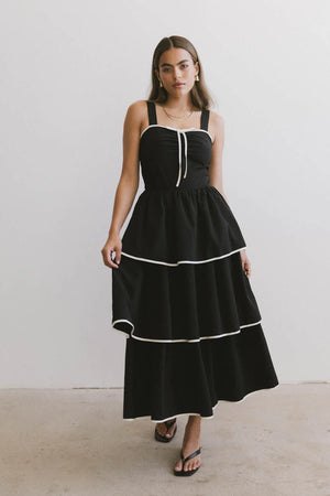 Liza Contrast Trim Dress in Black - FINAL SALE