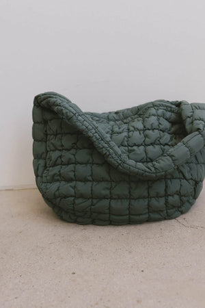 Nora Quilted Tote Bag in Green - FINAL SALE