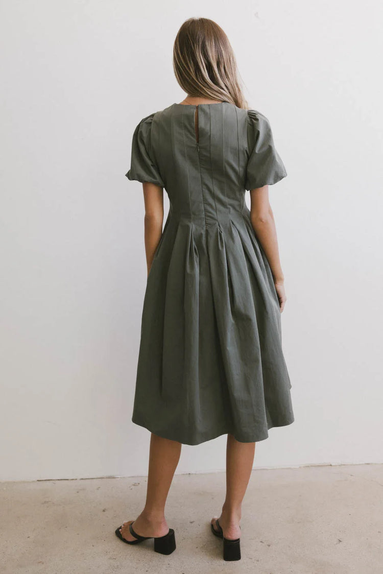 Pleated dress in sage 