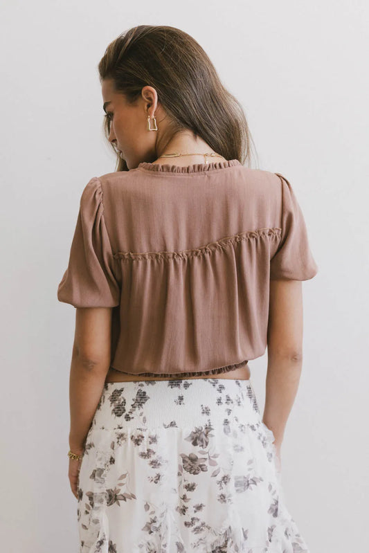 Woven top in brown 