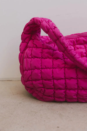 Nora Quilted Tote Bag in Fuschia