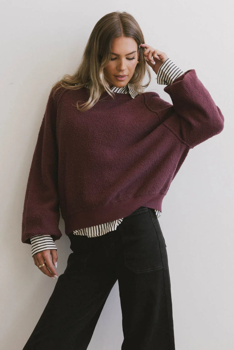 Long sleeves sweater in wine 