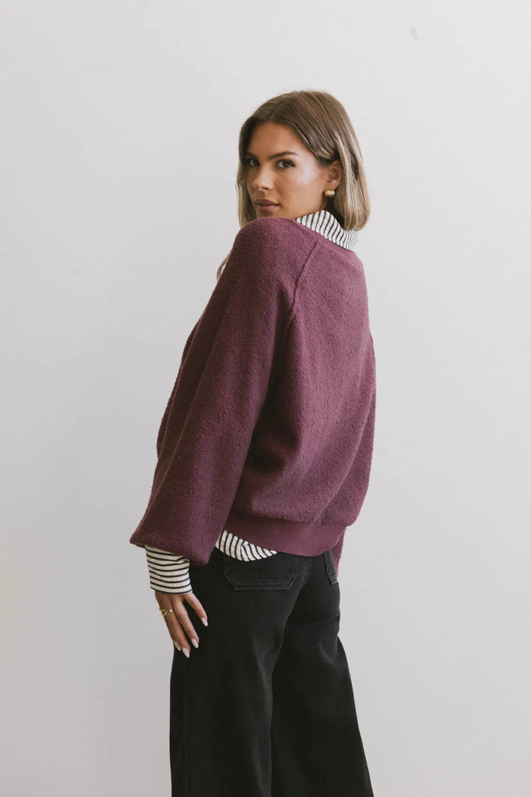 Plain color top in wine 