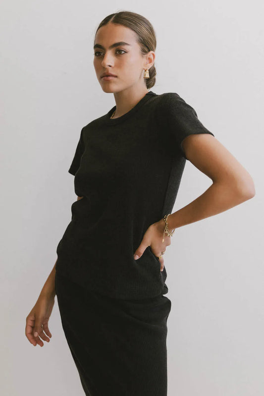 Round neck top in black 