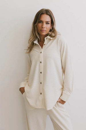 Etta Button Up in Beige - FINAL SALE