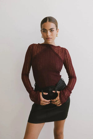 Linnea Lace Top in Burgundy