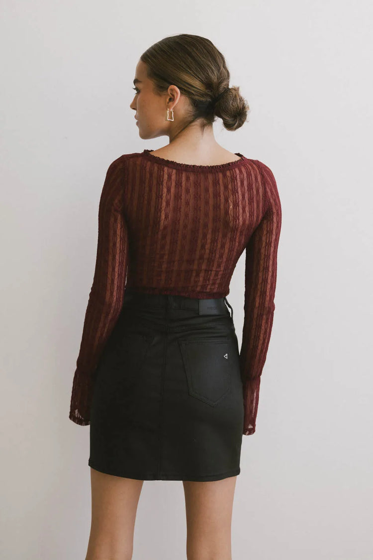 Plain color top in burgundy 