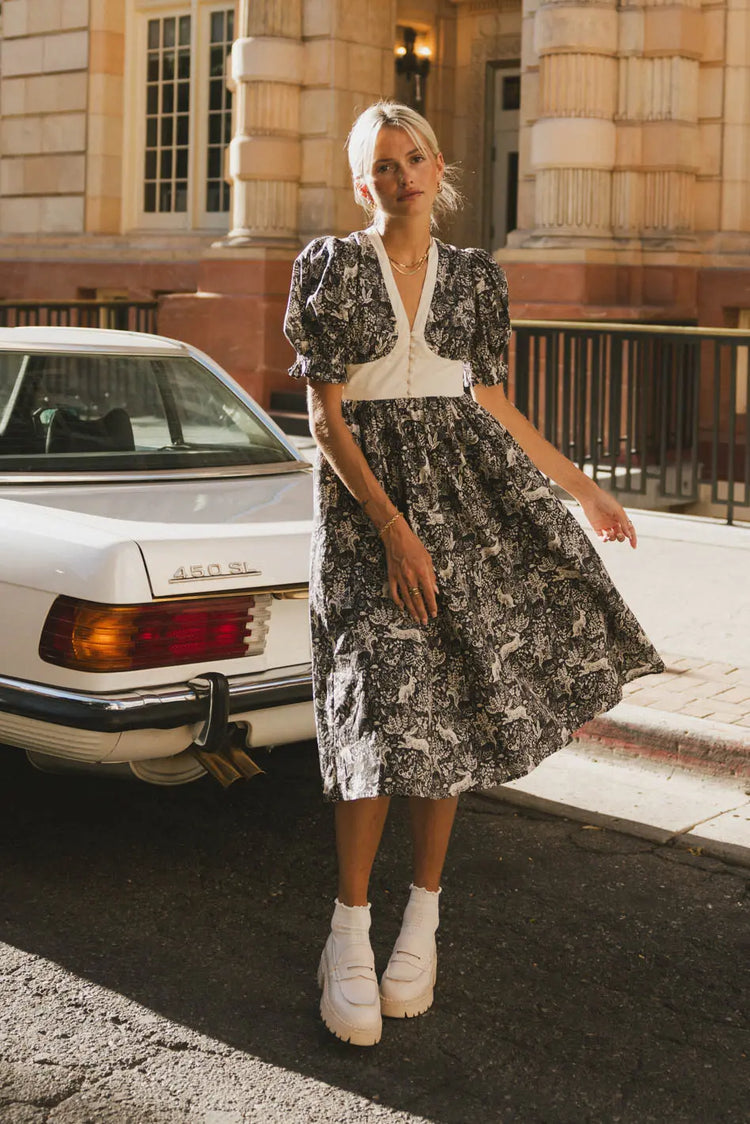 Midi dress in charcoal 