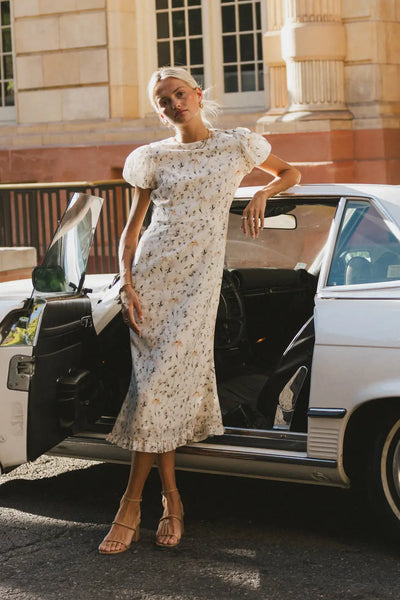 knee length dresses for ladies Lia Floral Midi Dress in Sage
